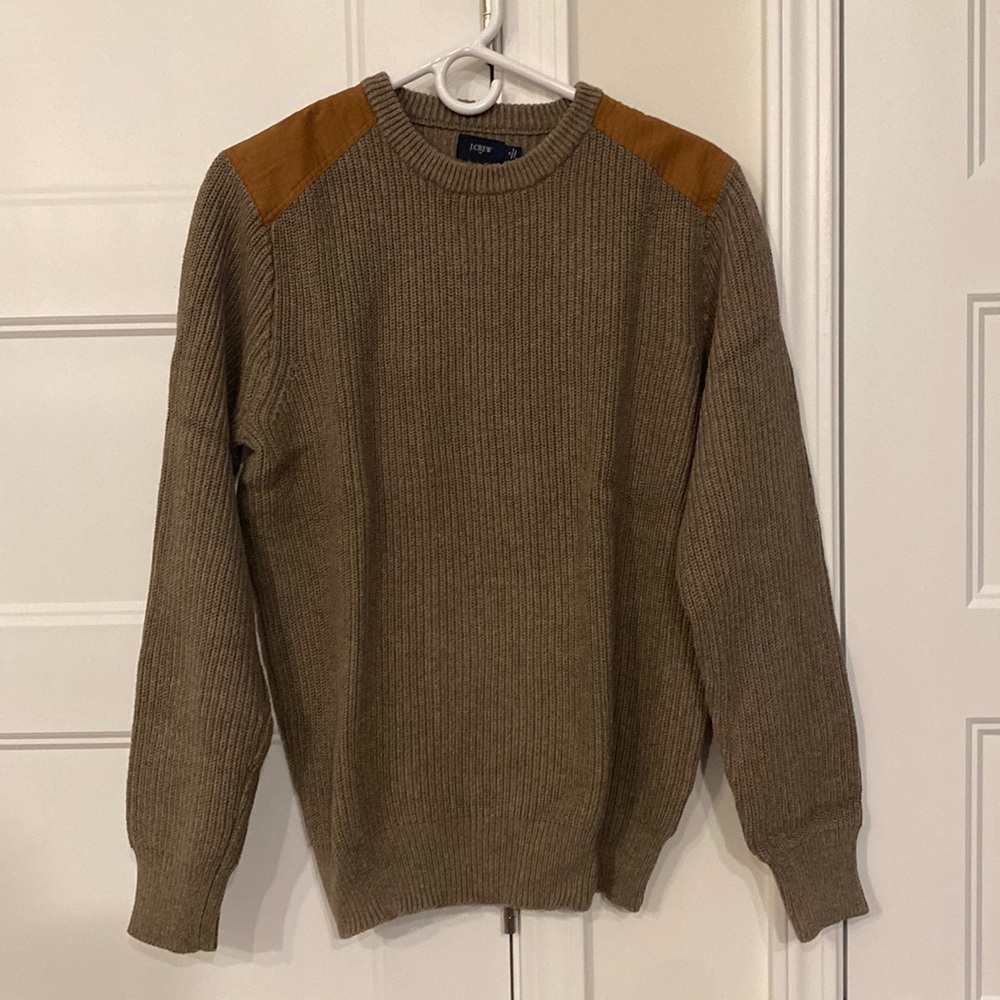 J. Crew knit sweater with feaux suede shoulders